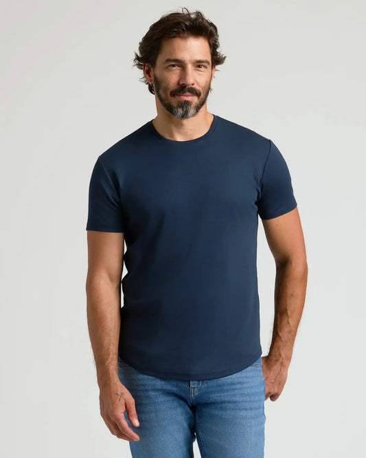 Pima Cotton Blend Curved Hem Crew 2-Pack