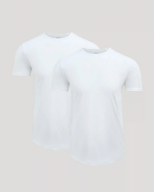 Pima Cotton Blend Curved Hem Crew 2-Pack