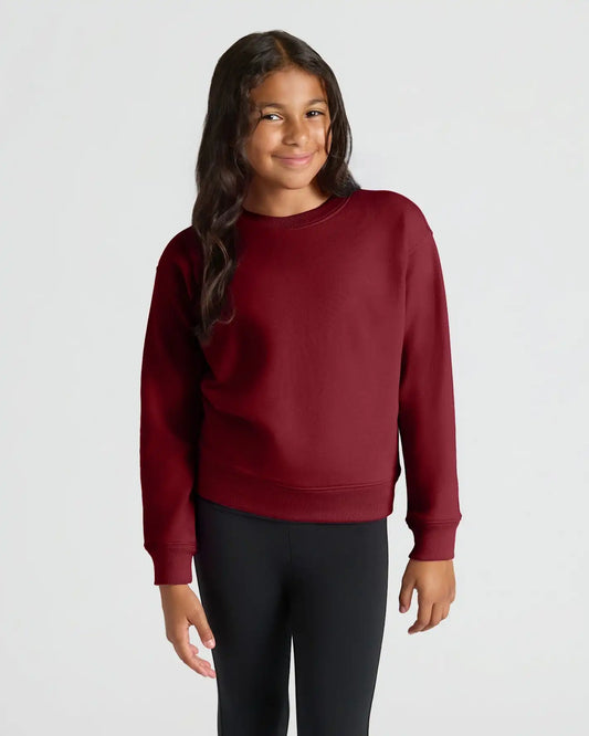 Girls Dark Maroon Slouch Pullover Crew