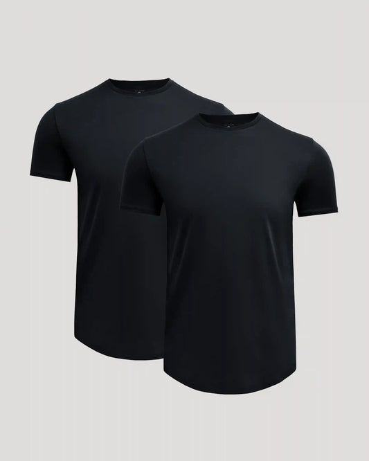 Pima Cotton Blend Curved Hem Crew 2-Pack