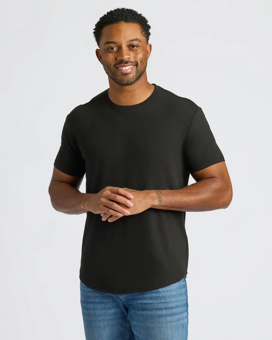 Black & White Curved Hem Classic Crew Neck 6-Pack
