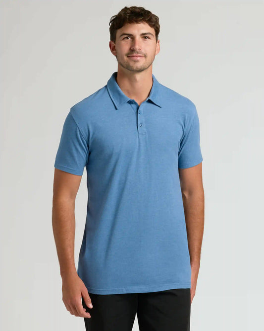 Dark Heather Blue Lake Short Sleeve Tall Polo